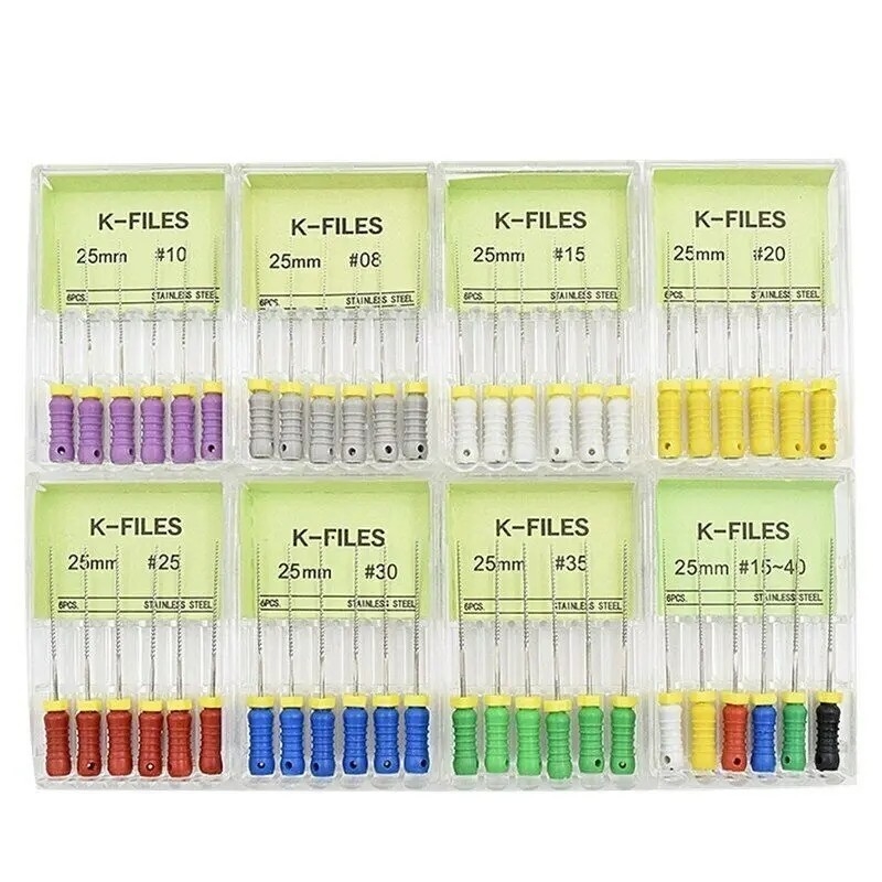 6pcs / 박스 루트 채널 K 파일 엔돈틱 치료 치과 엔도 파일 니티 치과 K 파일