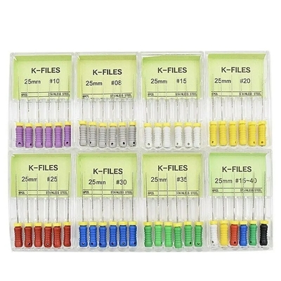 6pcs / 박스 루트 채널 K 파일 엔돈틱 치료 치과 엔도 파일 니티 치과 K 파일