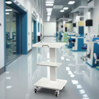좋은 가격 휴대용 치과용 트롤리 다기능 이동식 3단 선반 금속 이동 카트 흰색 치과 도구 트롤리 온라인으로