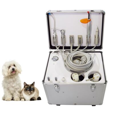 Mobile Veterinary Dental Unit Portable Aluminum Alloy Luggage Style Vet Dental Suite with Silent Air Compressor 4 and 6 Holders Available