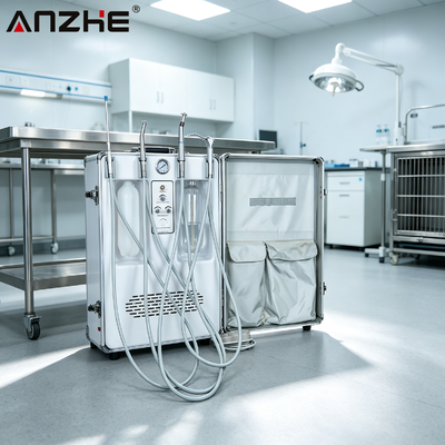 좋은 가격 ANZHE 치과 유닛 케이스 상단 구성 이동식 치과 유닛 (치과 및 수의과 진료소용 550W 에어 컴프레서 내장) 온라인